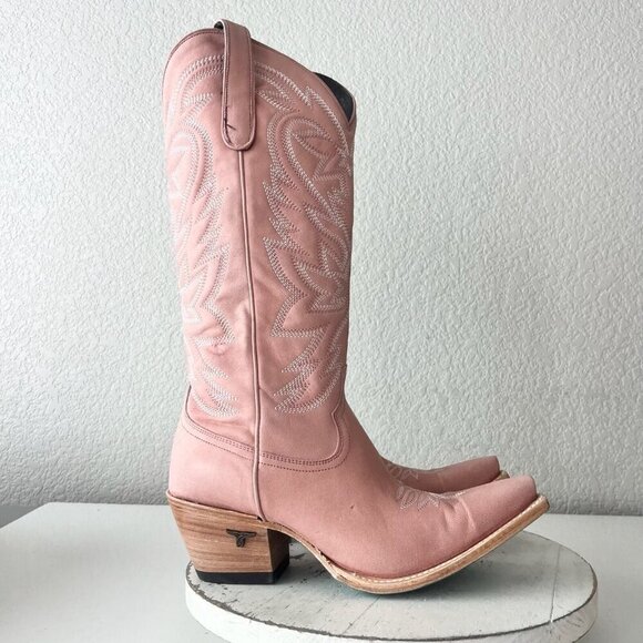 Lane SMOKESHOW Womens Cowboy Boots 10 Pink Leather Western Cowgirl Mid Calf - Picture 2 of 14